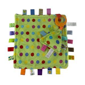 Taggies Green Orange Polka Dot Lovey Baby Security Blanket Squeeker Hanging Toy